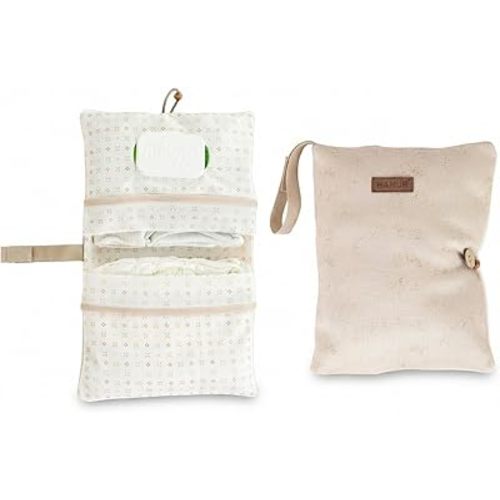 HAMUR Baby Diaper Bag Organizer – Travel-Friendly, Compact & Foldable | Stroller Pouch for Newborn Essentials – Must-Have for Boys & Girls (Solid Beige)