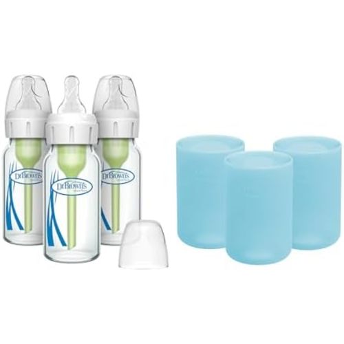 Dr. Brown's Anti-Colic Options+ Narrow Glass Baby Bottle, 4 oz, 3-Pack