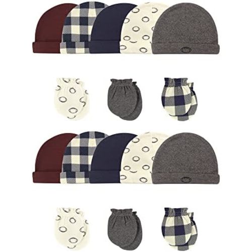 Hudson Baby Baby Cotton Cap and Scratch Mitten Bundle Set