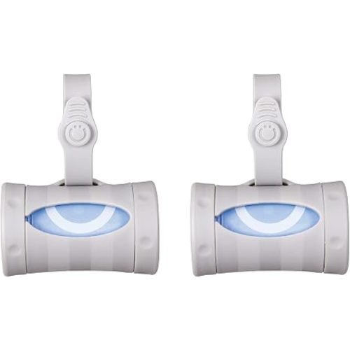 Ubbi Retractable Bag Dispenser for Diaper Bag, Gray, 2 Pack | Portable Bag Holder for Travel, Clips to Stroller or Diaper Bag, Newborn Baby Essentials, Includes 48 Lavender Scented Bags