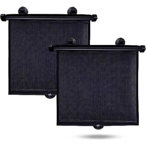 EcoNour Car Side Window Sun Shade (2 Pack) | Retractable Roller Sunshade for Kids | Baby Car Window Shades for UV and Sun Glare Protection | Baby Travel Accessories (15"x17")