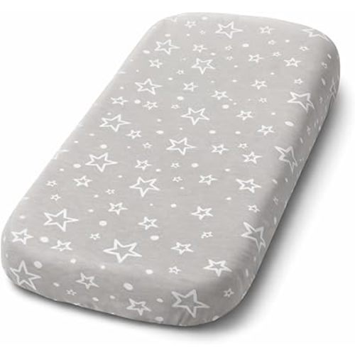 Bassinet Sheets Boys Girls– 1-Pack Soft Fitted Bassinet Sheets, Organic Cotton, Breathable & Cozy, Fits 32x16x4 Inch Rectangle, Oval & Hourglass Mattresses, Stars