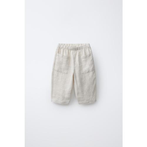 100% LINEN BAGGY PANTS - Light beige | ZARA United States