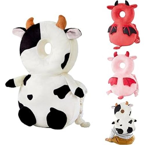 Baby Head Back Protector Backpack Toddler Safety Protector Cushion Pad Soft, Adjustable and Lightweight Design for Safe Walking and Crawling Toddlers Girls and Boys(Cow)