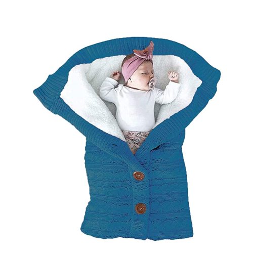 XMWEALTHY Unisex Infant Swaddle Blankets Soft Thick Fleece Knit Baby Girls Boys Stroller Wraps (Dark Blue)
