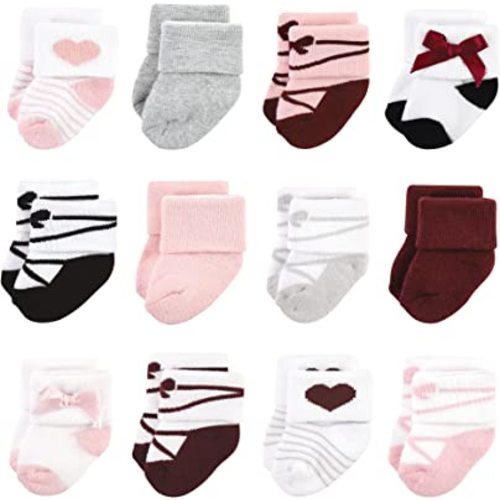 Hudson Baby Baby Girls' Cotton Rich Newborn and Terry Socks
