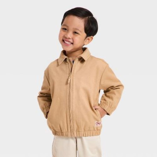 Toddler Boys' Full Zip Twill Jacket - Cat & Jack™ Beige 12M