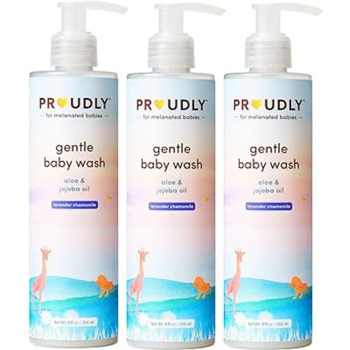 PROUDLY Gentle Baby Wash by Gabrielle Union & Dwyane Wade, for Black & Brown Babies & Dry, Sensitive Skin, Tear-Free, pH Balance, Lavender Chamomile, 3-Pack (9 oz each)