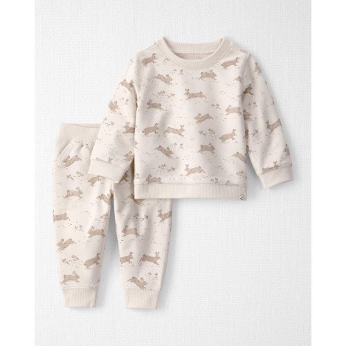 2-Piece Organic Cotton Pullover & Pant Set - 6M - Jumping Bunny Print