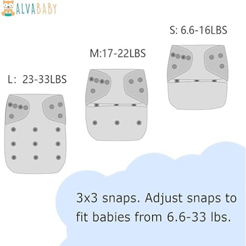 ALVABABY Baby Cloth Diapers 6 Pack with 12 Inserts Cloth Diaper Covers Adjustable Washable Reusable for Baby Girls and Boys 6DM128A