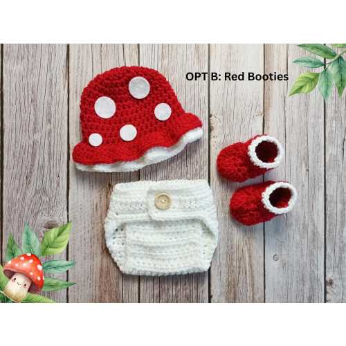 Crochet Mushroom Hat and Diaper Cover, Mushroom Baby Outfit, Baby Halloween Costume, Newborn Photo Prop, Mushroom Beanie, MADE TO ORDER