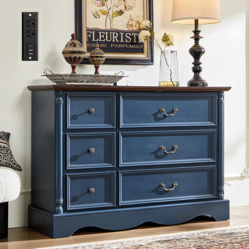 Charlton Home® 47"W Farmhouse 6 Wide Drawer Dresser, Bedroom Chest of Drawers With Anti-Tip Design & Reviews | Wayfair