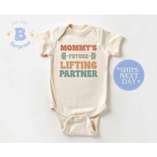 Mommy's Future Lifting Partner Baby Onesie®: Funny Weightlifting Gift
