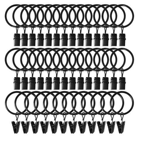 40 Pack Curtain Rings with Clips, Curtain Clip Rings Hooks, Bow Hanger Clips for Hanging Drapery Drapes Bows, Ring 1.26 inch Interior Diameter, Fits up to 1" Rod, Gold