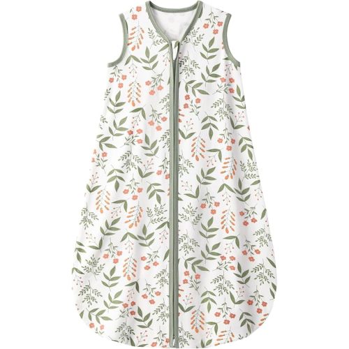 Yoofoss Baby Sleep Sack 0-6 Months 0.5 TOG Baby Wearable Blanket, 100% Organic Cotton Infant Toddler Sleeping Sack 2-Way Zipper Lightweight Sleep Sack, Flower