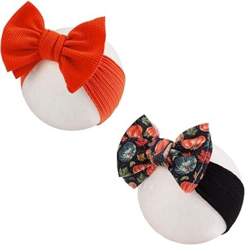 Halloween Baby Girl Bows Pumpkin Headband Elastic Nylon Hairbands Hair Accessories for Newborn Infant Toddler Kids