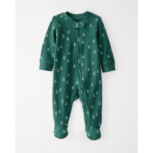 Baby Organic Cotton Waffle Knit Sleep & Play Pajamas in Christmas Tree Print - Little Planet | Carter's