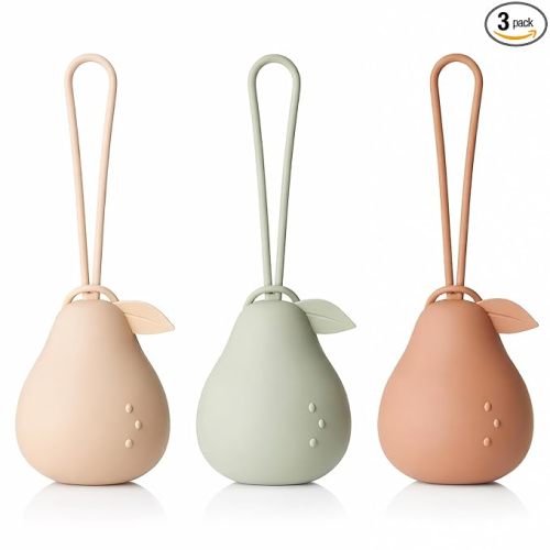 Andy Bear Silicone Pacifier Holder Case, Baby Paci Storage Case Silicone, Portable Leakproof One-Piece BPA-Free Set of 3-Ivory Sage Brown