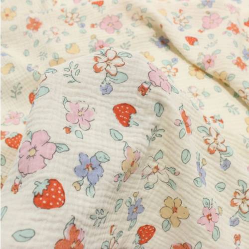 Strawberry Meadows Swaddle, Crib Bedding, Boho Girl Baby Blanket, Muslin Swaddle, Daisy Newborn Girl Blanket, Wildflower Blanket