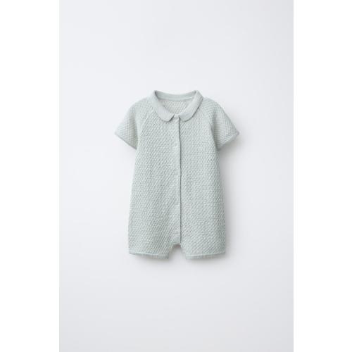 TEXTURED KNIT SHORT JUMPSUIT - Pastel green | ZARA United States