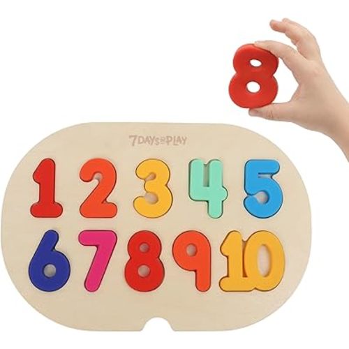 Number Puzzle for Kids, Sensory Bin Insert for Sensory Tables, Silicone Numbers, Wooden Fine Motor Learning Toy by 7 Days of Play