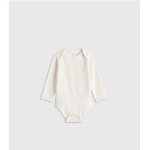 100% Organic Cotton Long Sleeve Bodysuit - Baby in White