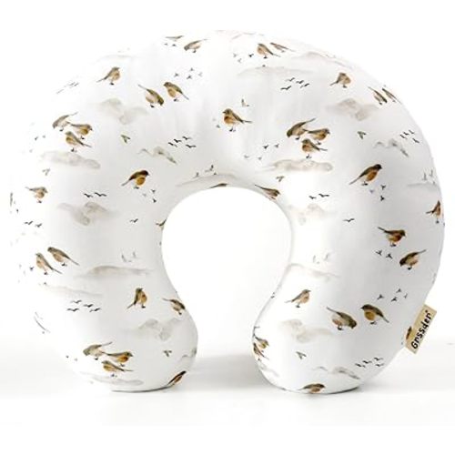 GRSSDER Nursing Pillow Cover, Stretchy Soft Minky Breast Feeding Pillow Covers, Fit Most Nursing Support Pillows for Breastfeeding, Comfortable Safe Pillow Cover, Lovely Birds