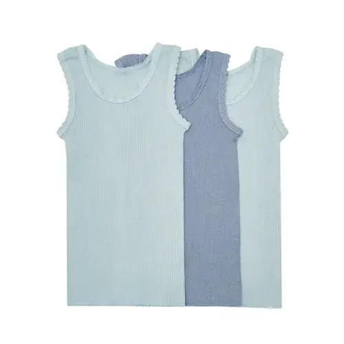 4Baby 3 Pack Singlet Cotton Blue | Baby Bunting AU