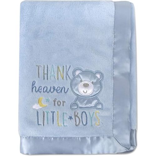 30x40 Fleece Baby Nursery Blanket with Satin Trim for Boys, Girls, and Unknown Gender Baby (Blue)
