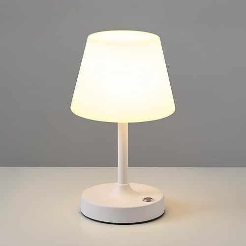 PUSU Cordless LED White Small Table Lamp, Waterproof Shower Light with 4000mAh Battery, Portable Rechargeable Touch Dimming Night Light for Bathroom, Outdoor Camping, Kitchen, Patio, Restaurant