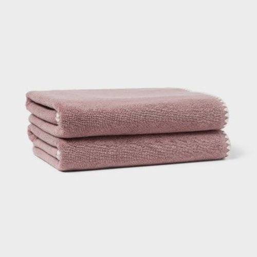2pc Boho Border Stitch Bath Towel Mauve - Threshold™