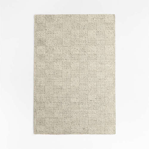 Chunky Squares Wool and Polyester Grey Kids Performance Area Rug 6'x9'