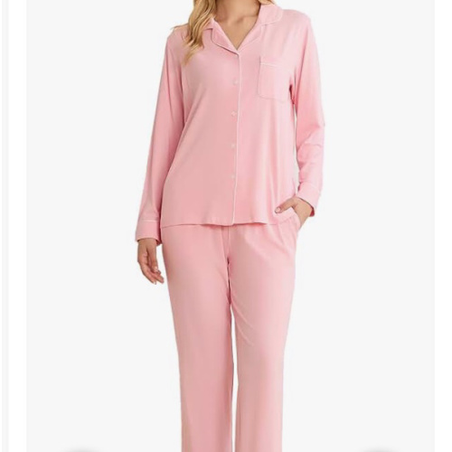 LYCY Cotton Pajamas for Women Set Long Sleeve Lounge Button Up with Pockets