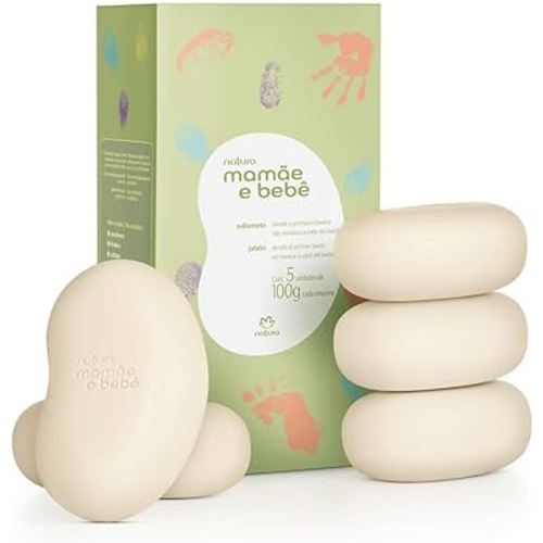Natura Mom & Baby Collection Vegetable Soap Bar 5 x 100g - Mamae e Bebe - Sabonete em Barra Vegetal 5 x 100 Gr -