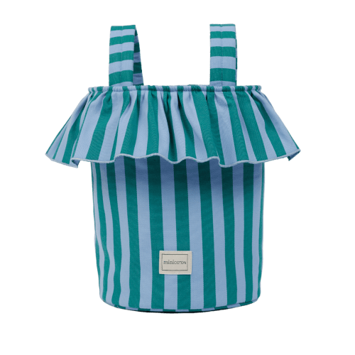 Basket Rayas - Green + Sky Blue · Minicoton