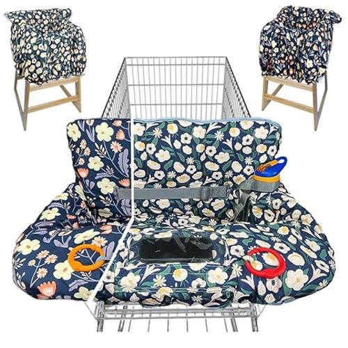 Shopping Cart Cover for Baby and Toddler, Waterproof Grocery Cart and High Chair Cover, Soft Padded Cart Cover for Babies, Universal Fit for Costco, Target and Restaurant High Chairs