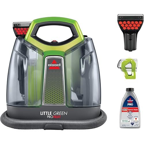 BISSELL Little Green ProHeat Portable Carpet & Upholstery Spot Cleaner with HydroRinse Self-Cleaning Tool, HeatWave Technology, OXY Formula Included, Car Detailer, 37oz Tank, 2513E