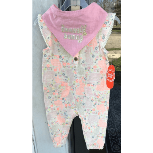 Snuggle Bunny Wonder Nation Baby Girl 0-3 mo Pink Floral Romper Bib Set New 09