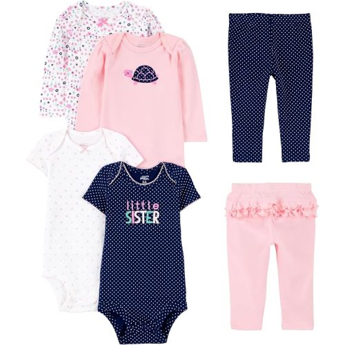 Simple Joys by Carter's Baby Girls 6-piece Bodysuits (Short and Long Sleeve) and Pants Set