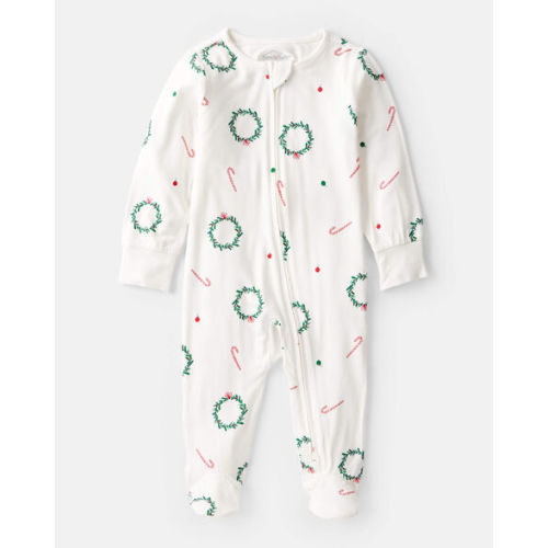 Baby Wreath Print PurelySoft Long-Sleeve Sleep & Play Pajamas - Ivory - Carter's | Carter's