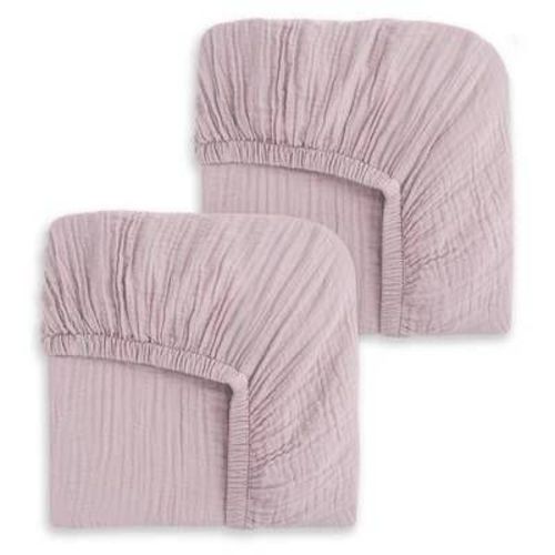 HALO 2pk 100% Organic Muslin Crib Fitted Sheets - Mauve