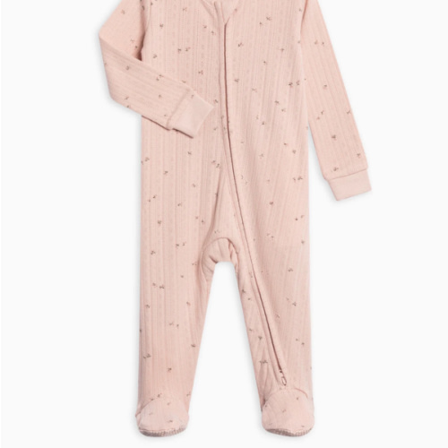 Maya Brushed Back Pointelle Footed Zipper Sleeper