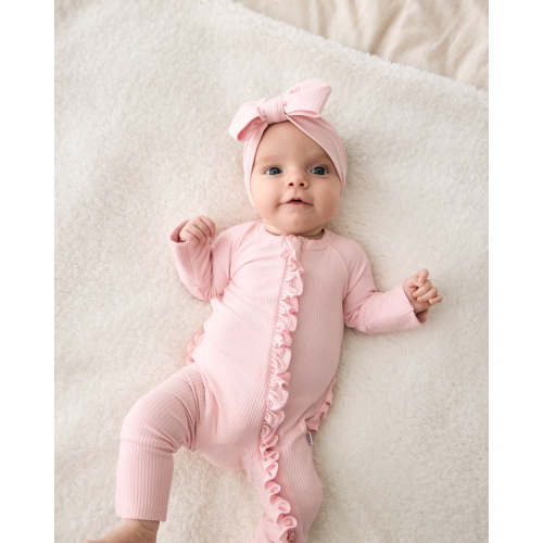 Prima Pink Ribbed Ruffle Zippy – Little Sleepies