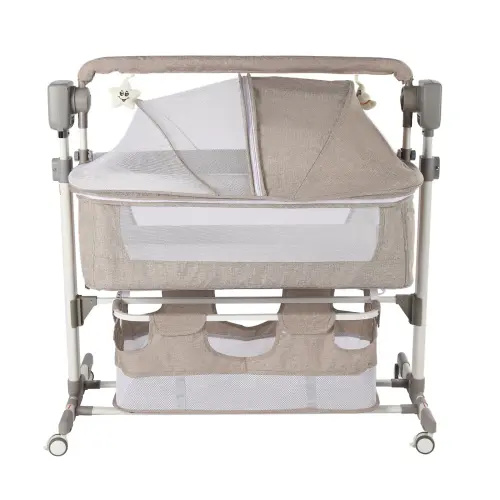 Smart Baby Bassinet Bedside Sleeper Automatic Cradle with Timing Function & 5-Speed Portable Baby Bed Height Adjustable Crib