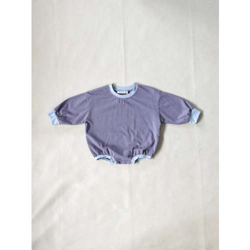 Hennie Cotton Stripe Bodysuit - Ivory Blue/Maroon Stripe