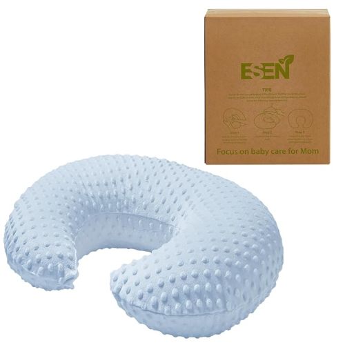 ESEN Nursing Pillow and Body Positioner for Breast Feeding and Bottle Feeding, Ultra Soft Baby Breastfeeding Pillows with Removable Nursing Pillow Cover for More Support for Mom and Baby (Blue)