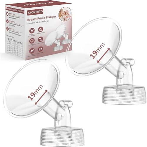 19mm Flanges Compatible with Spectra S2 S1 9 Plus Synergy Gold Breastpump, Not Original Spectra Replacement Pump Parts, Wide Mouth Flange Accessories for Elastic Nipples Work with Backflow Protector