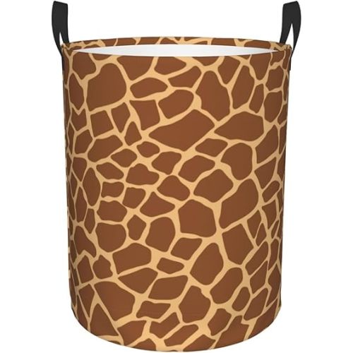 Animal Giraffe Skin Print Laundry Basket Circular Laundry Hamper with Handles Waterproof Oxford Collapsible Dirty Clothes Storage Bag Organizer for Bathroom Nursery Bedroom Living Room College Dorm