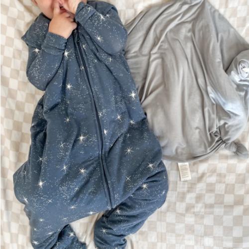 Imagine Navy Blue 1.0 TOG Bamboo Viscose Footie Sleep Sack | günamüna