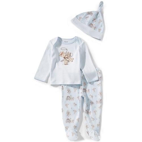 Little Me Baby Boys Long-Sleeve Striped/Cowboy-Graphic T-Shirt & Western-Inspired-Print Footed Pant Set